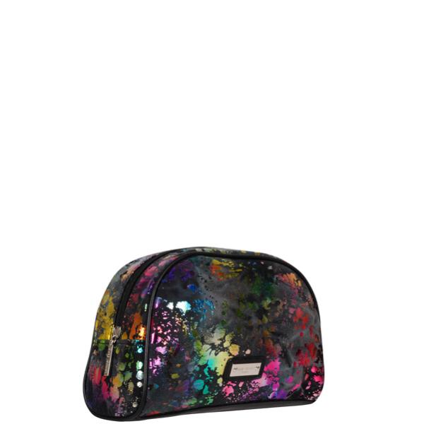 Suzy Smith Foil Cosmetic Print Purse - Black