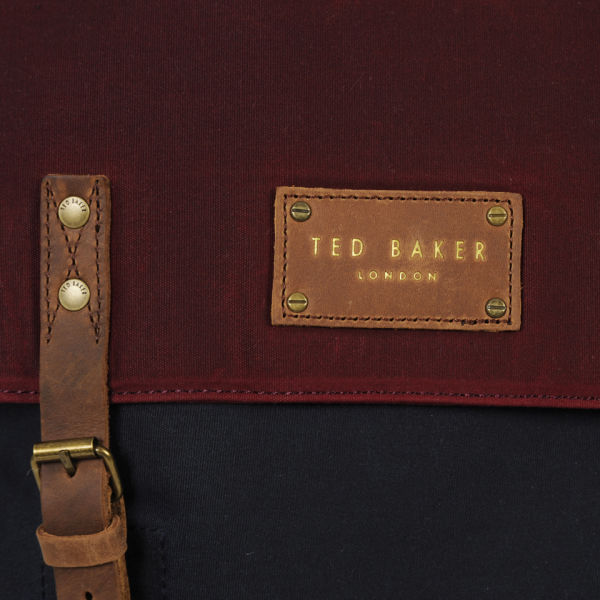 Ted Baker Blokruk Colour Block Waxed Canvas Rucksack - Dark Red