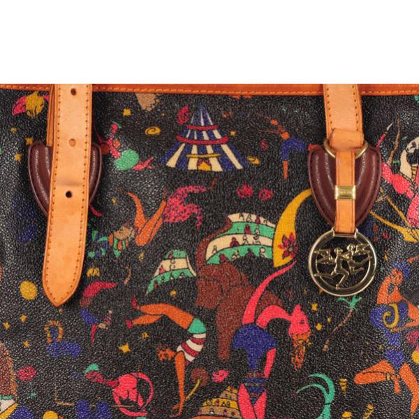 Piero Guidi Vintage Magic Circus Leather Shoulder Bag Multi