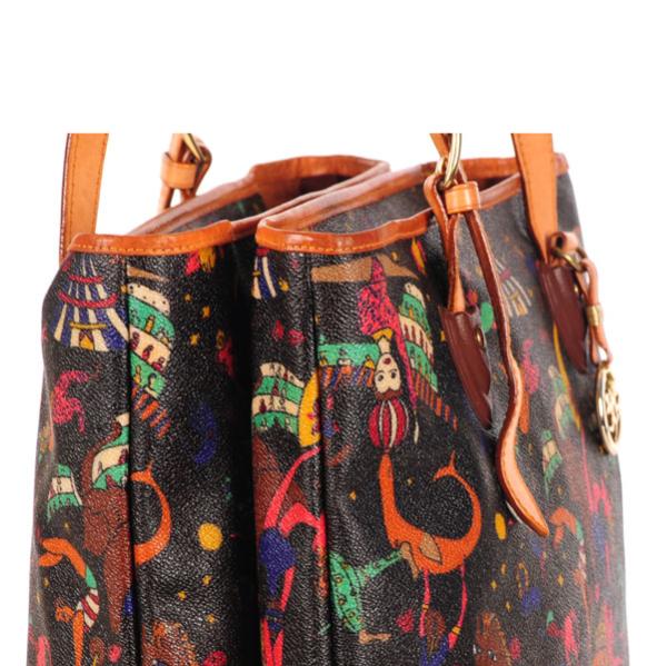 Piero Guidi Vintage Magic Circus Leather Shoulder Bag - Multi