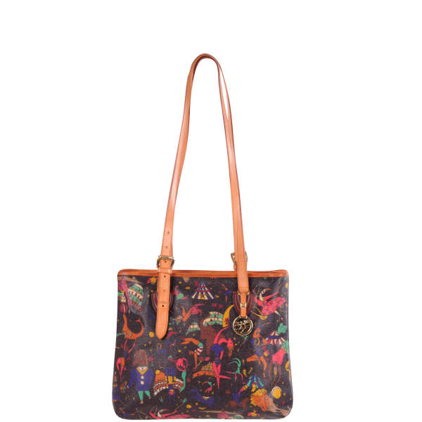 Piero Guidi Vintage Magic Circus Leather Shoulder Bag Multi