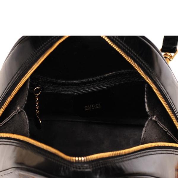 Gucci Vintage Patent Leather Backpack Handbag - Black
