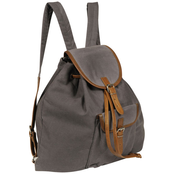 Kate Sheridan Waxed Cotton Rucksack - Grey/Tan
