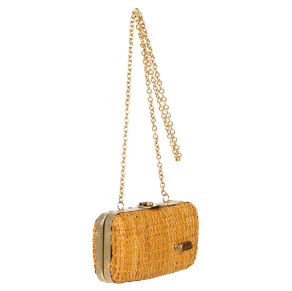 Valentino Vintage Wicker Chain Handle Shoulder Bag