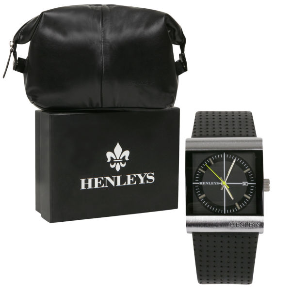 Henleys Men s Square Black Dial Watch