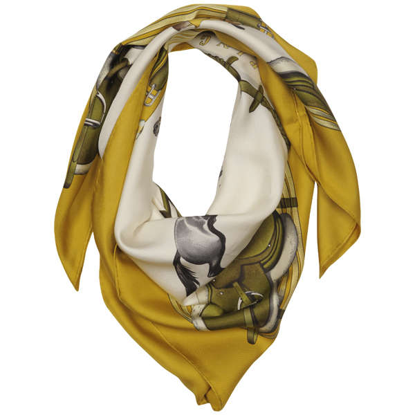 Hermes Vintage Equestrian Print Silk Scarf