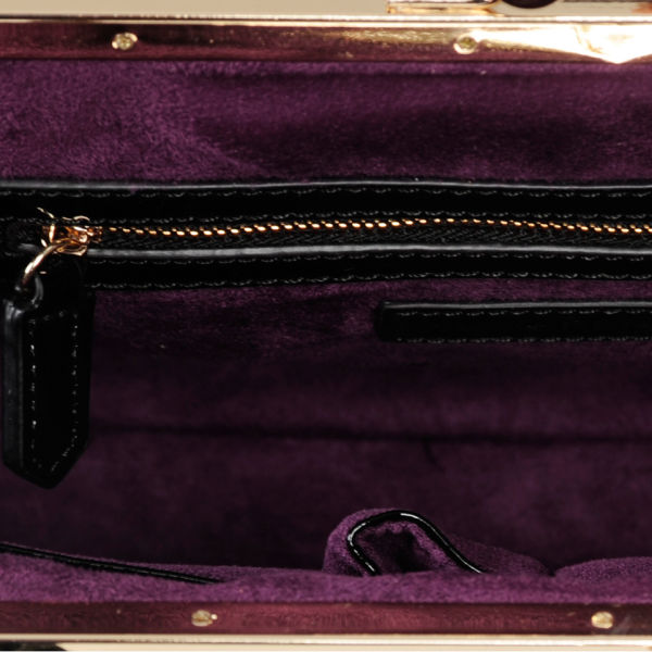 Jack French Women's 'The Knightsbridge' Leather Frame Grab Bag - Black Snake