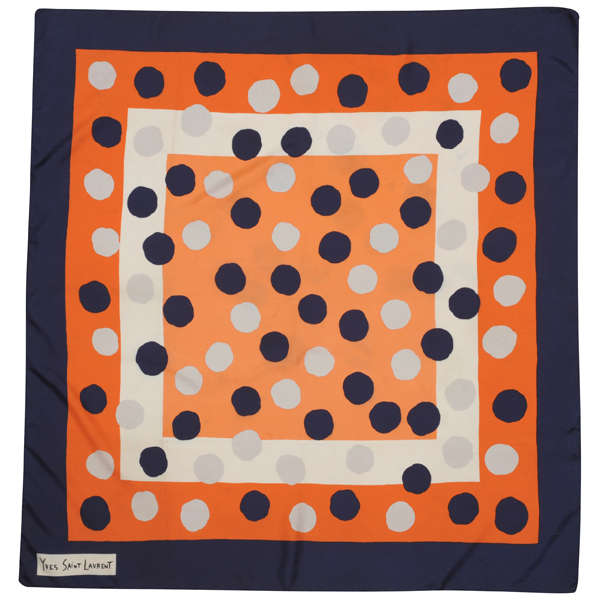 Yves Saint Laurent Vintage Spot Print Silk Scarf