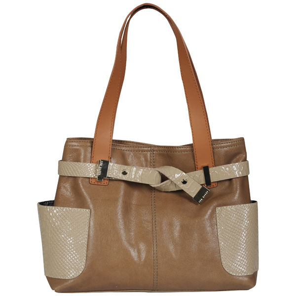 Ted Baker Warbler Large TB Belted Tote Bag Biscuit