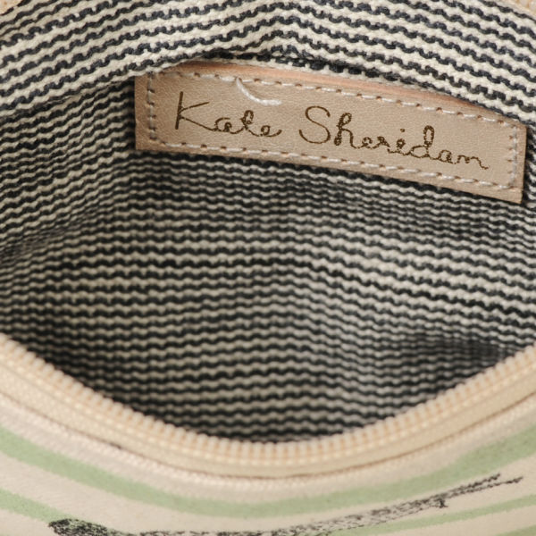 Kate Sheridan Stripe & Spot Snail Print Make Up Bag - Dusty Pink/Green