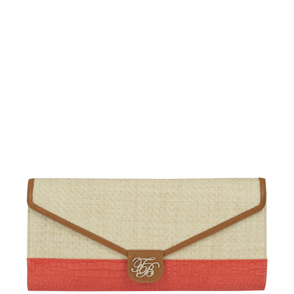 Ted Baker Parro Straw TB Script Clutch Bag Natural