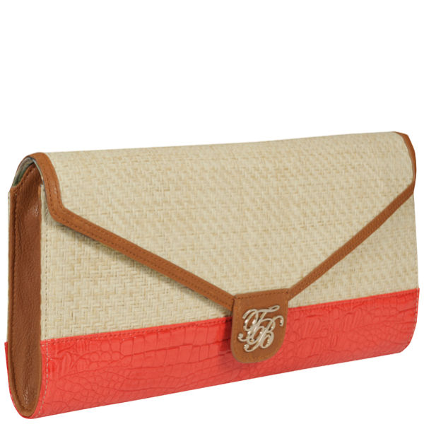 Ted Baker Parro Straw TB Script Clutch Bag - Natural
