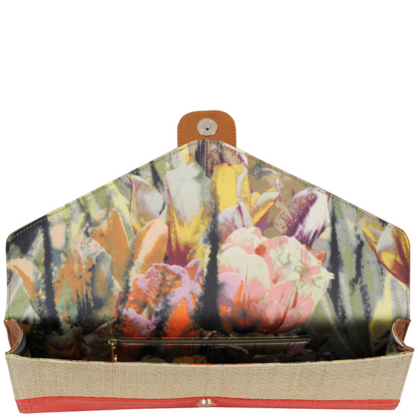 Ted Baker Parro Straw TB Script Clutch Bag - Natural