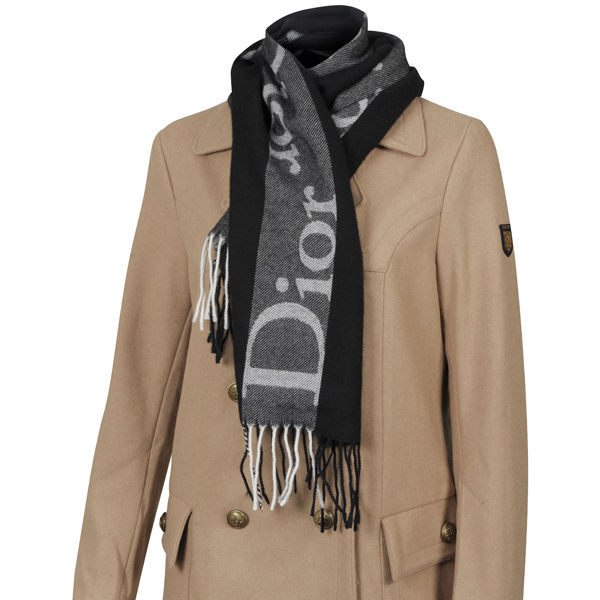 Christian Dior Women's Wool Mix Scarf  - Black/White