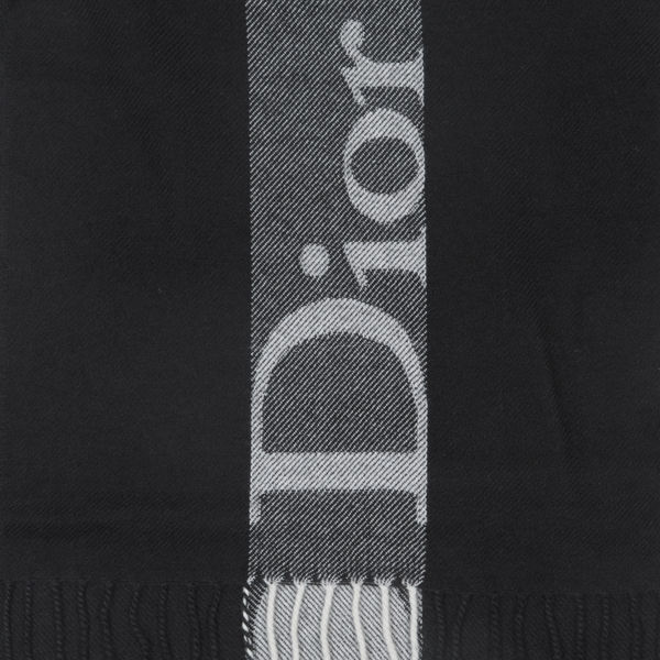 Christian Dior Women's Wool Mix Scarf  - Black/White