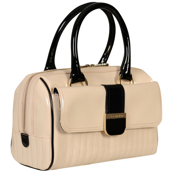 Ted Baker Agar Colour Block Enamel Mini Bowler Bag - Natural