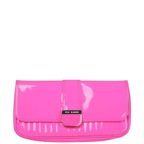 Ted Baker Benet Quilted Enamel Clutch Bag - Bright Pink