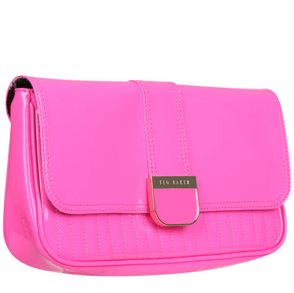 Ted Baker Benet Quilted Enamel Clutch Bag - Bright Pink