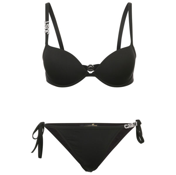 Just Cavalli Women's Padded Diamante Logo Bikini - Black