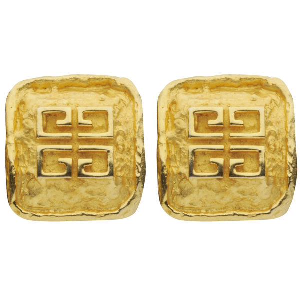 Susan Caplan Vintage Givenchy Gold Plated Square Earrings