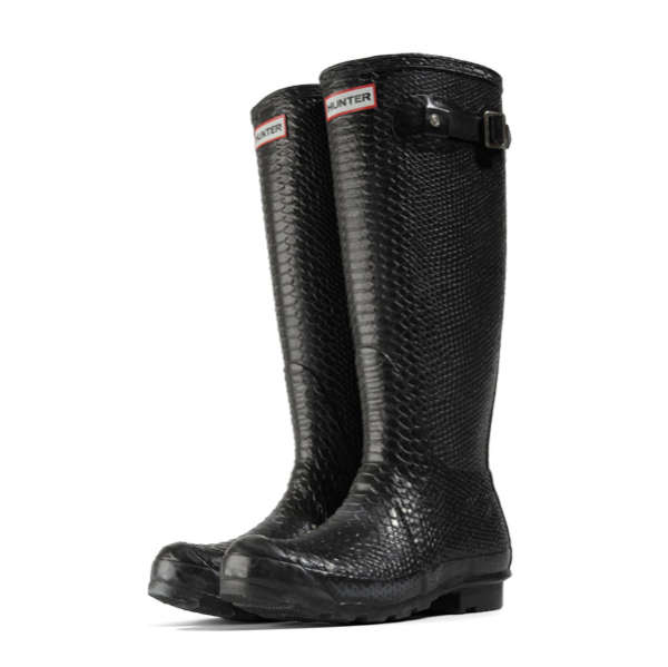 Hunter Women's Carnaby Boa Snake Tall Wellies - Black