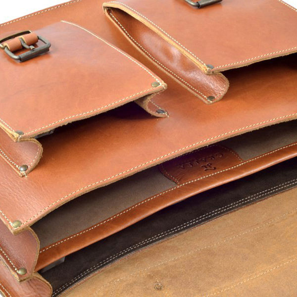 Grafea Timeless Classic Leather Briefcase  - Caramel