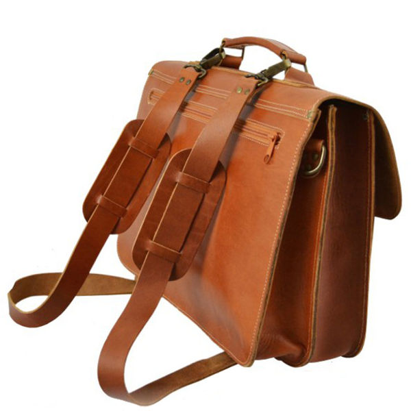 Grafea Postwar Leather Backpack Briefcase  - Caramel