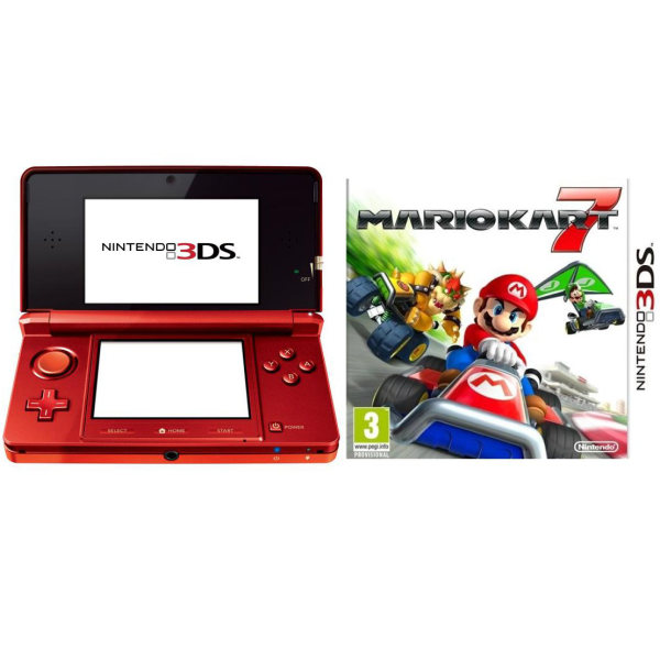 Nintendo 3DS Console (Metallic Red) Bundle: Includes Mario Kart 7