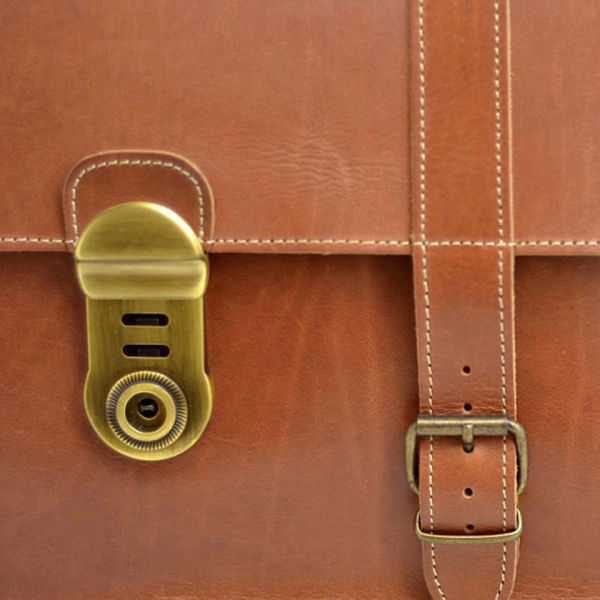 Grafea Railway Vintage Style Leather Briefcase - Caramel
