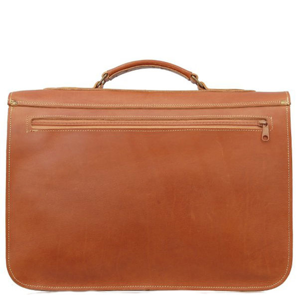 Grafea Railway Vintage Style Leather Briefcase - Caramel