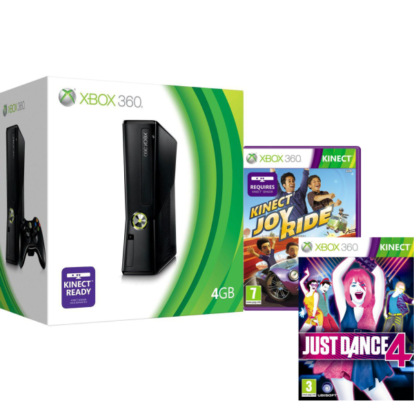 Xbox 360 4GB Bundle With Kinect (Includes Just Dance 4, Kinect