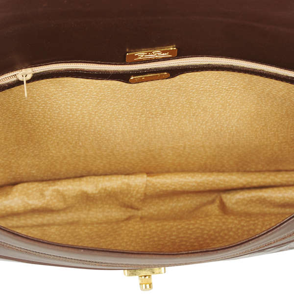 Emilio Pucci Vintage Patent Croc Effect Leather Satchel Bag