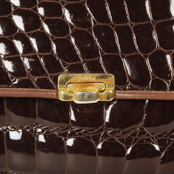 Emilio Pucci Vintage Patent Croc Effect Leather Satchel Bag