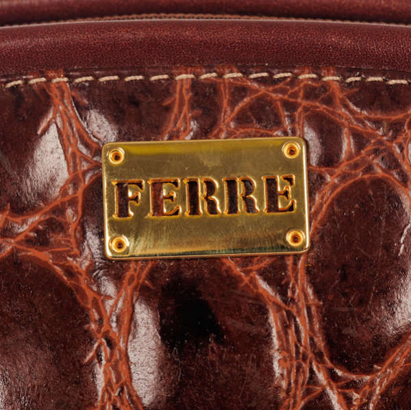 Gianfranco Ferre Vintage Leather Croc Effect Frame Clutch Bag