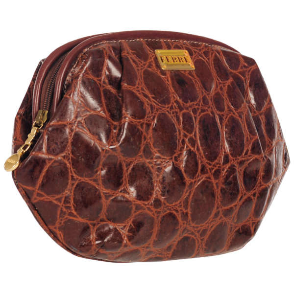 Gianfranco Ferre Vintage Leather Croc Effect Frame Clutch Bag