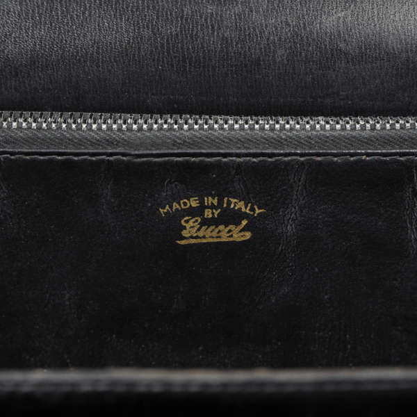 Gucci Vintage Leather Double G Trim Kelly Bag