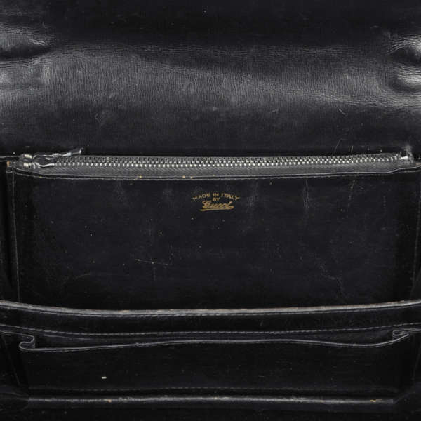 Gucci Vintage Leather Double G Trim Kelly Bag
