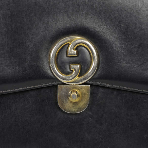 Gucci Vintage Leather Double G Trim Kelly Bag