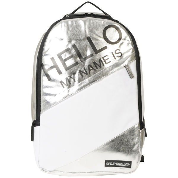 Sprayground Hello My Name Is Deluxe Backpack Metallic Silver
