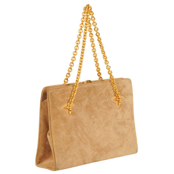Gucci Vintage Chain Handle Suede Mini Bag
