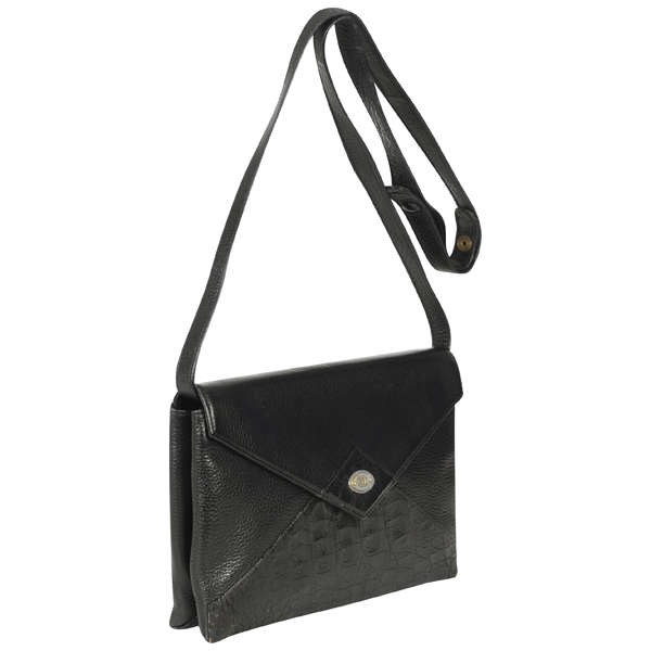 Gucci Vintage Leather Croc Effect Envelope Clutch Cross Body Bag