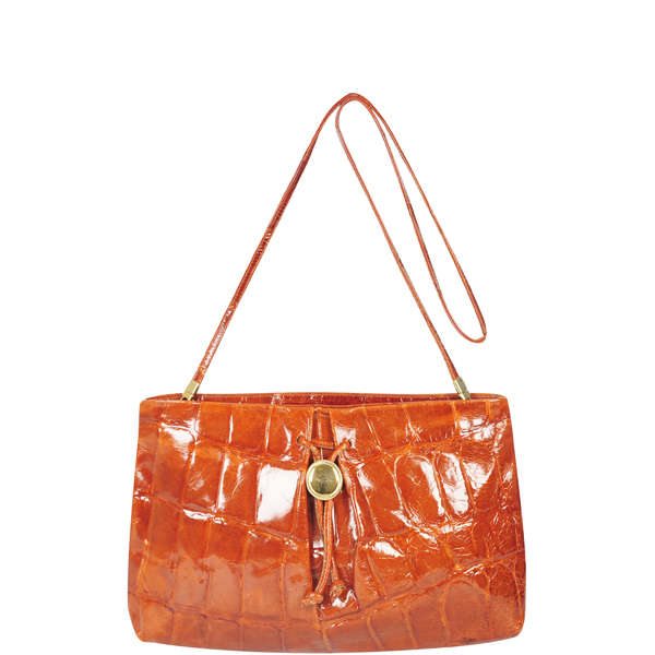 Guy Laroche Vintage Patent Leather Croc Effect Cross Body Shoulder Bag