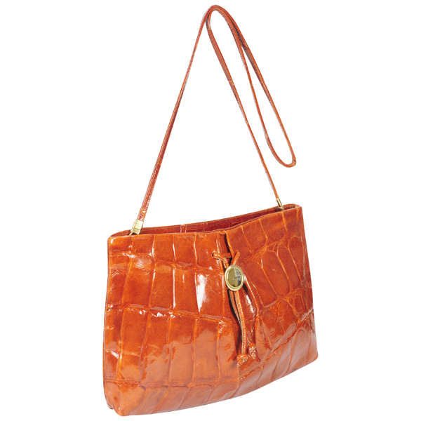Guy Laroche Vintage Patent Leather Croc Effect Cross Body/Shoulder Bag