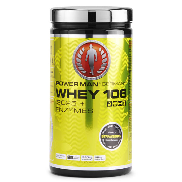 PowerMan Whey 106 ISO25 + Enzymes - Strawberry - 500g