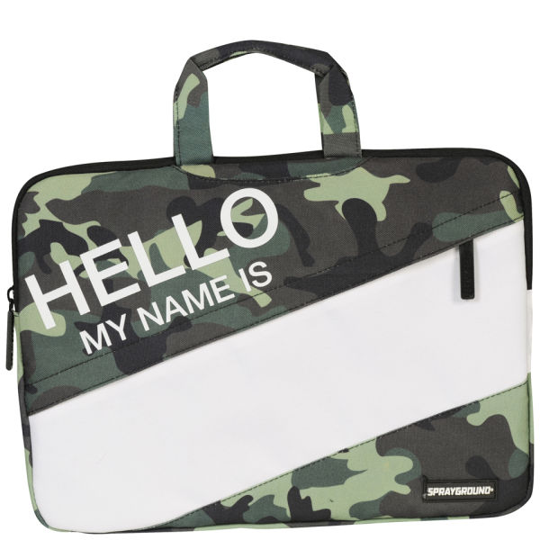 Sprayground Hello My Name is 15 Inch Laptop Case - Green/Camo