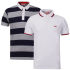 Penn Men's 2 Pack Stripe Polo & Tipped Polo - Grey/Navy and White/Red