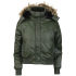 Brave Soul Women's Hooded Bomber Jacket with Fur Trim - Forest Green