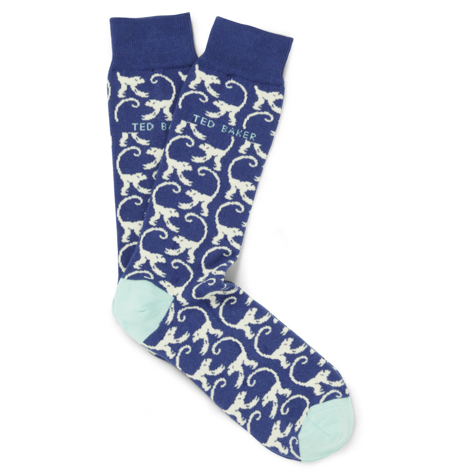 Ted Baker Men's Munkie Monkey Pattern Socks - Blue