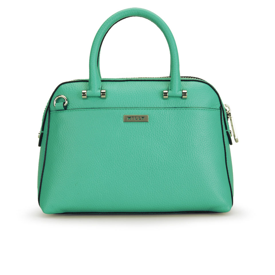 MILLY Astor Pebble Leather Bowler Bag - Turquoise