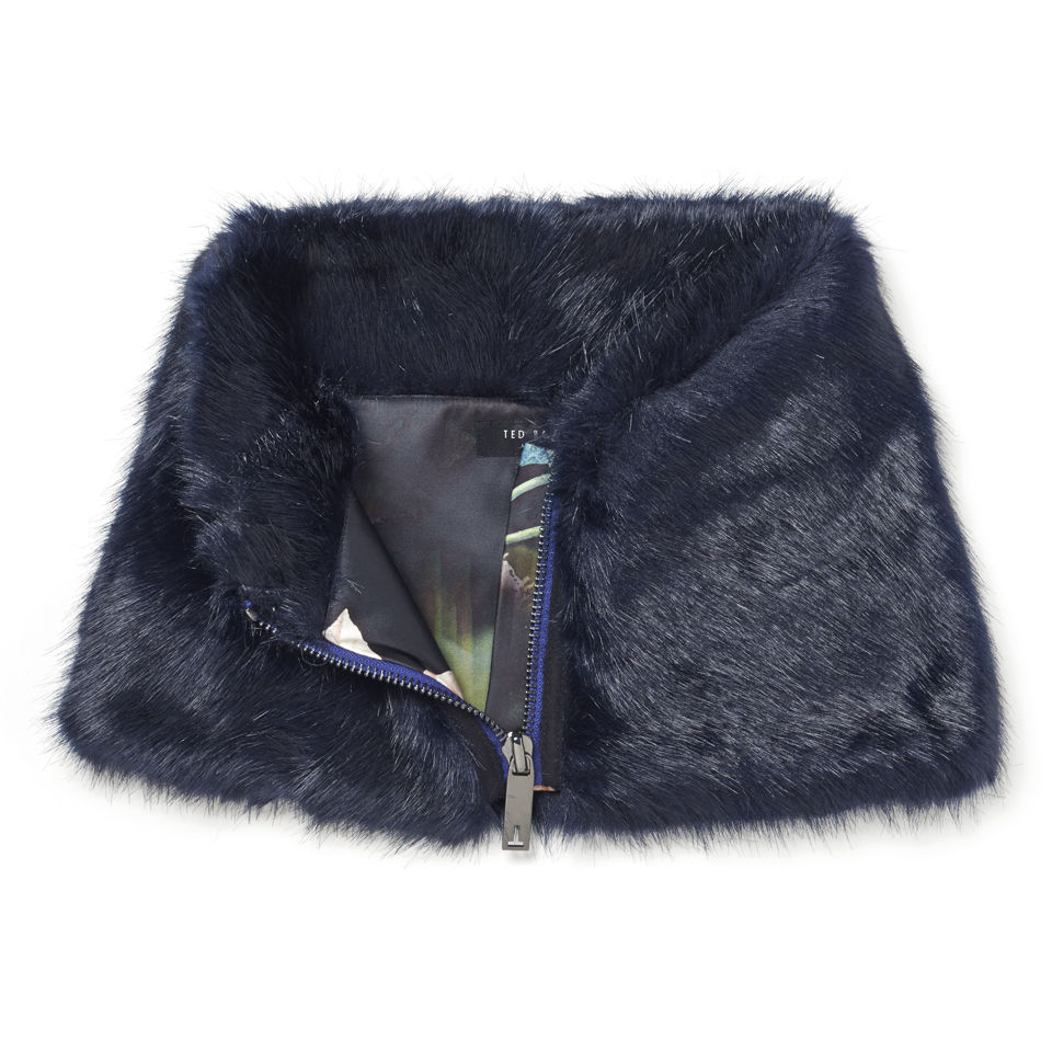 Ted Baker Zip High Neck Faux Fur Scarf - Navy